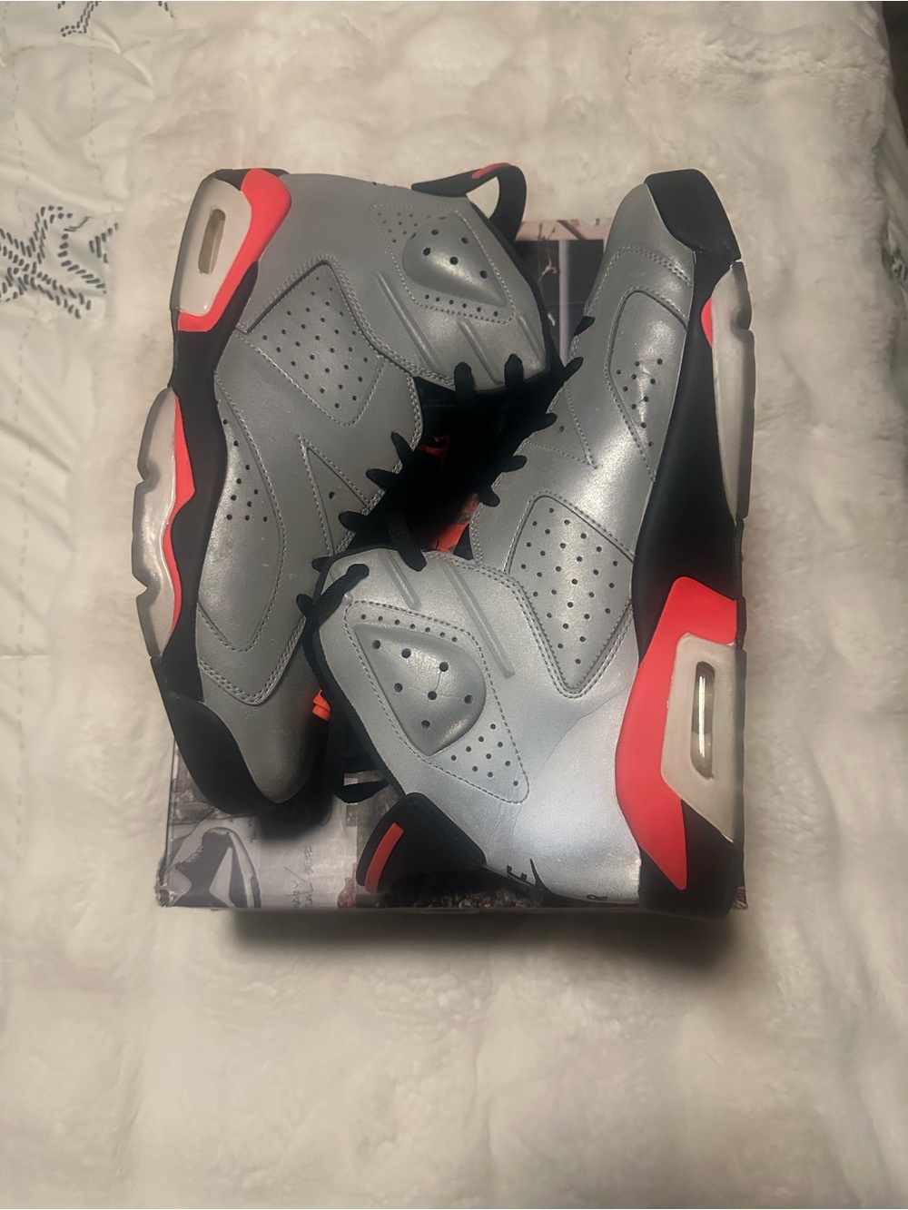 Jordan 6 Reflective Silver & Infrared Retro Basketball Sneakers